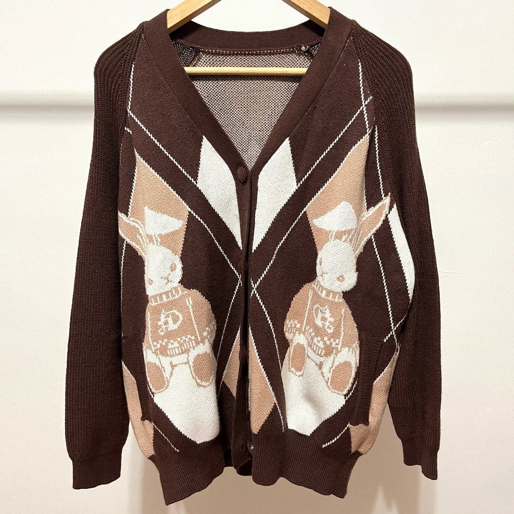 🐰 Brand New Oversized Bunny Geometric Cardigan